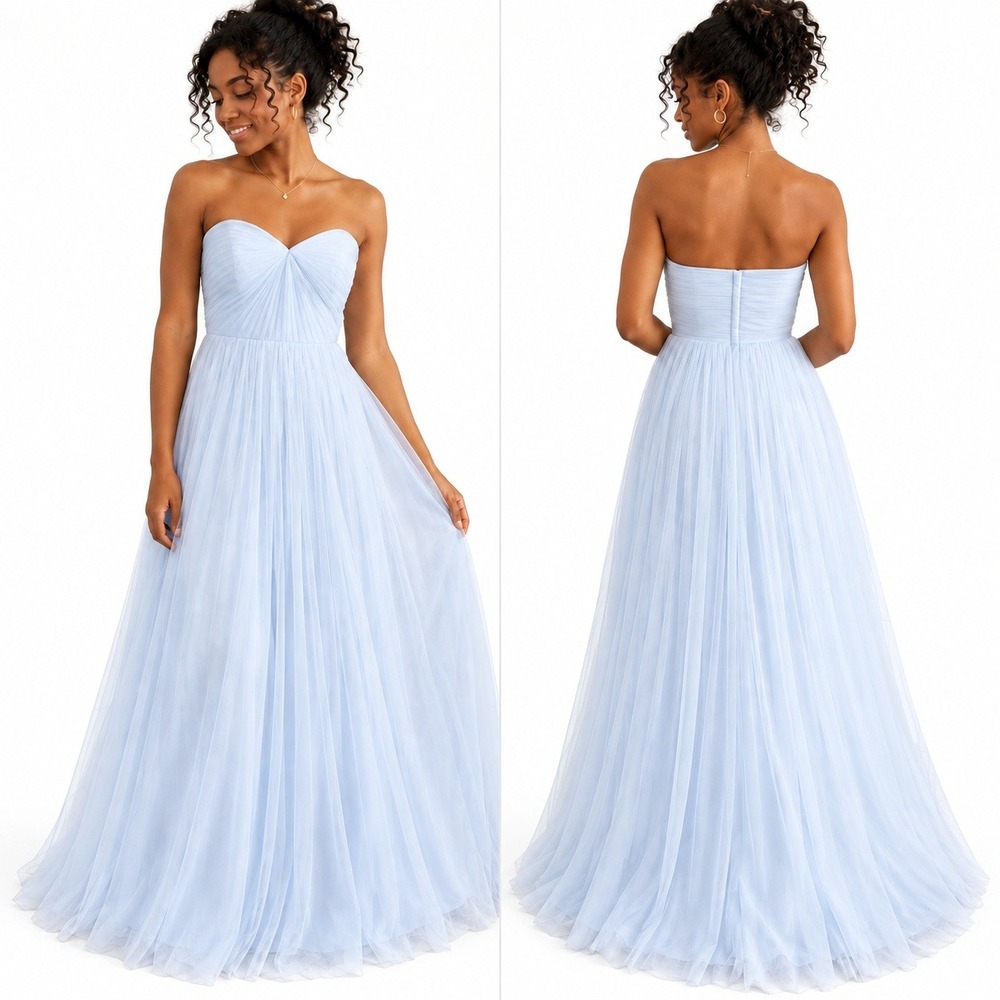 Jenny Yoo Annabelle Convertible Tulle Bridesmaid Gown Women's 12 Light Blue